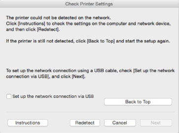 figure: Check Printer Settings screen